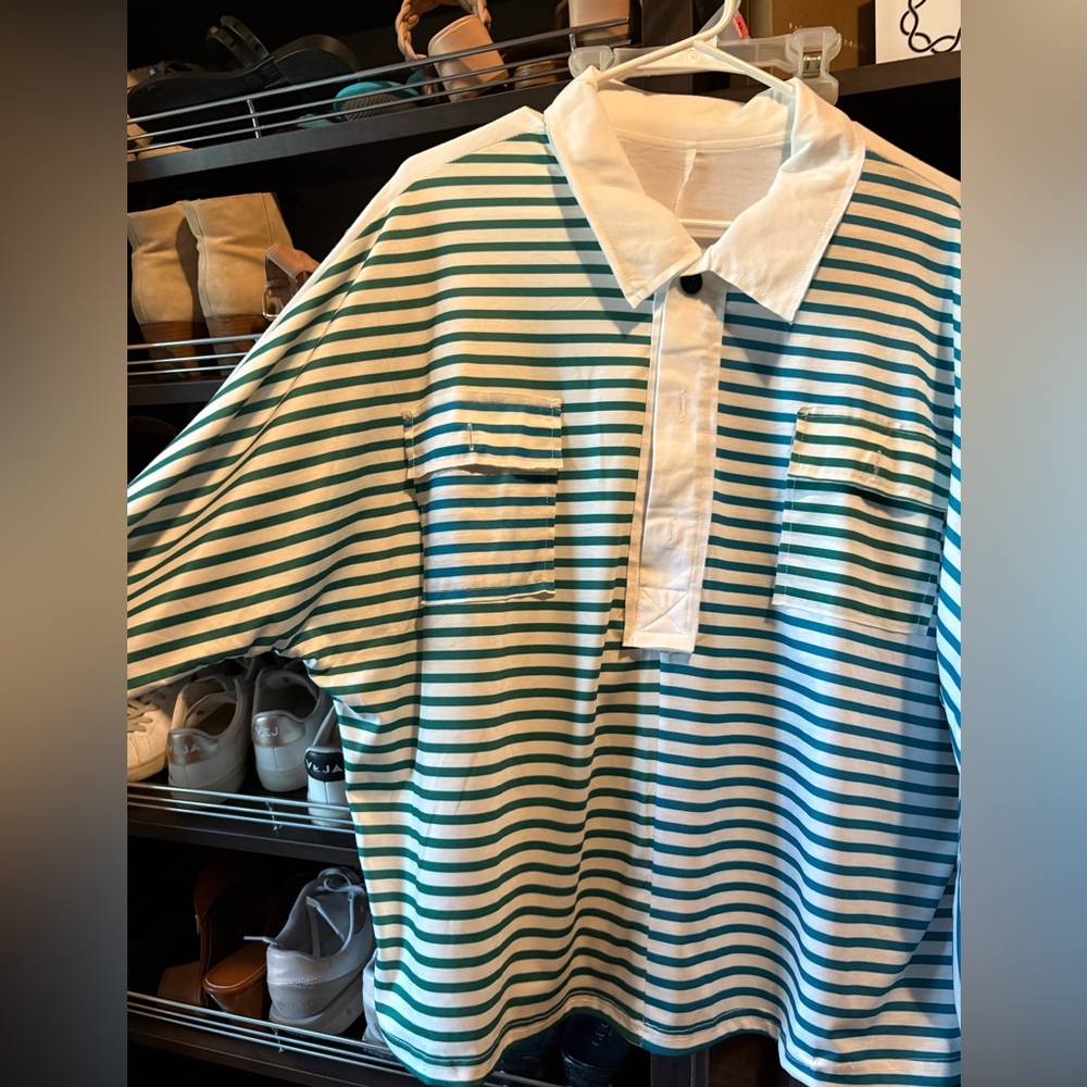 Striped Green and Blue Shirt